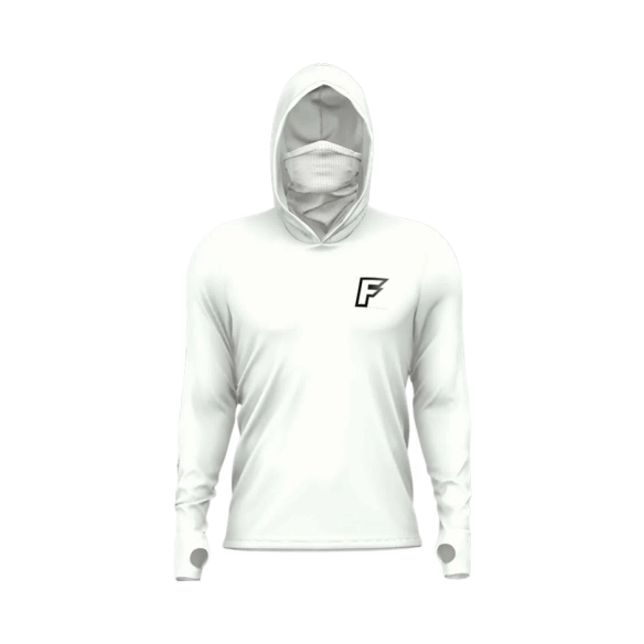 Camisa Pesca Manga Longa Capuz E Buff Fishermans X-Protect 360 Poliamida UV50 - Branco Produto Camisa Pesca Manga Longa Capuz E Buff Fishermans X-Protect 360 Poliamida UV50 - Branco